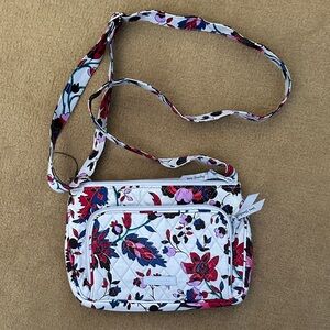 Vera Bradley White Quilted Crossbody with Pink and Red Floral Print. NWOT.